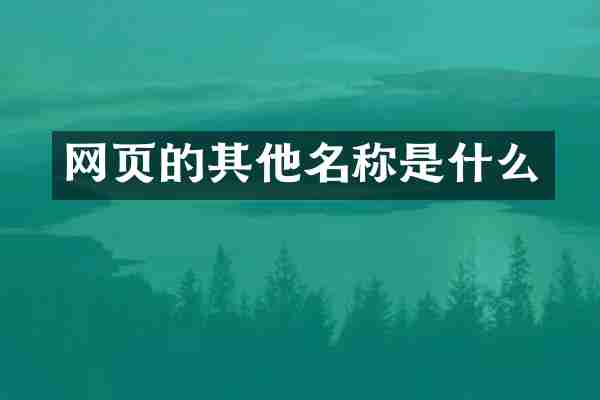 网页的其他名称是什么