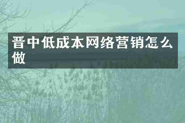晋中低成本网络营销怎么做