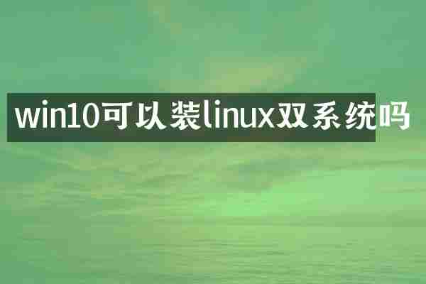 win10可以装linux双系统吗