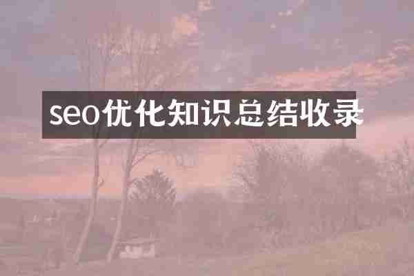 seo优化知识总结收录
