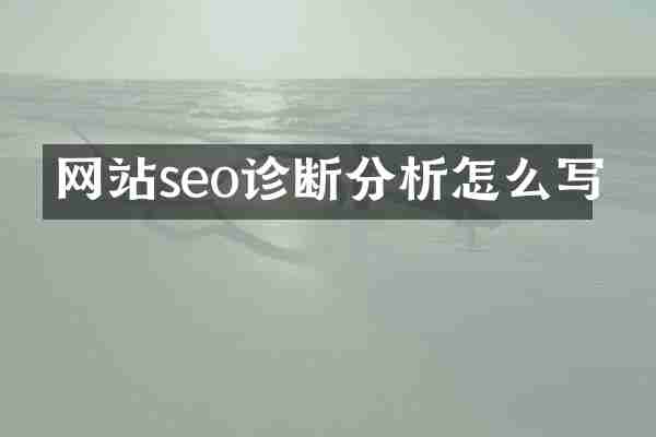 网站seo诊断分析怎么写