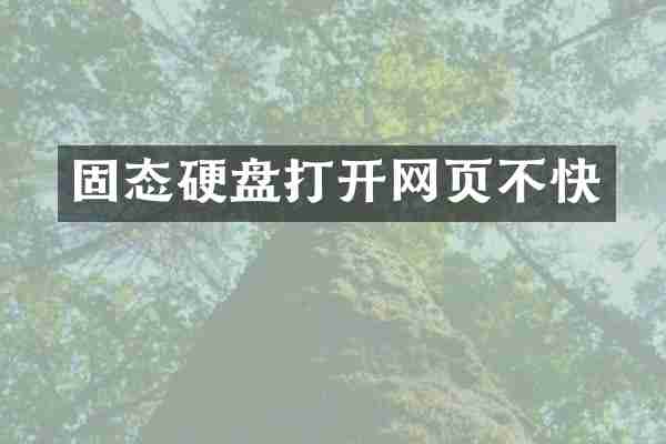 固态硬盘打开网页不快