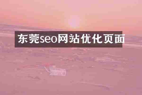 东莞seo网站优化页面