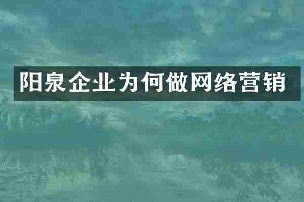 阳泉企业为何做网络营销