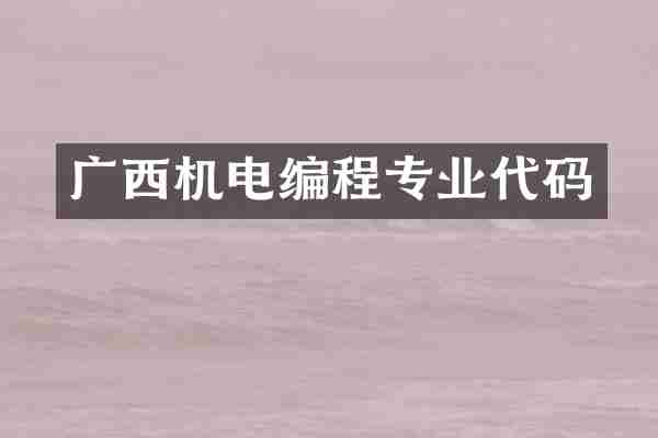 广西机电编程专业代码