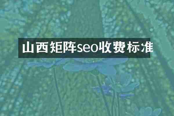 山西矩阵seo收费标准
