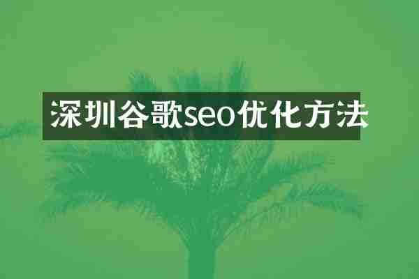 深圳谷歌seo优化方法