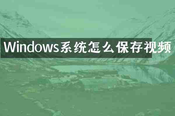 Windows系统怎么保存视频