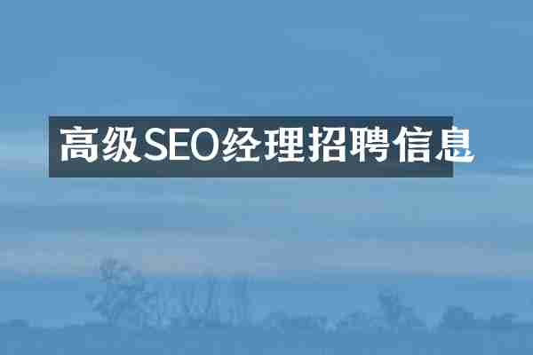 高级SEO经理招聘信息