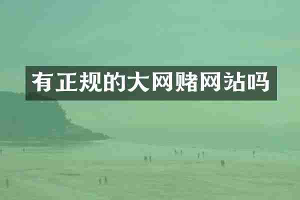 有正规的大网赌网站吗