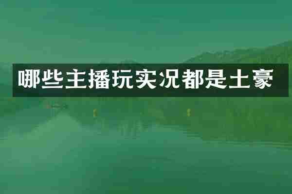 哪些主播玩实况都是土豪