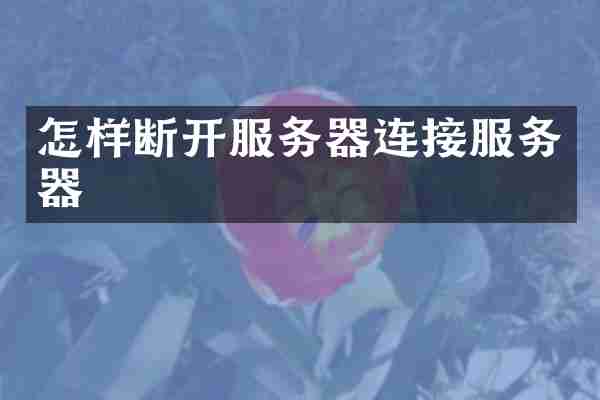 怎样断开服务器连接服务器