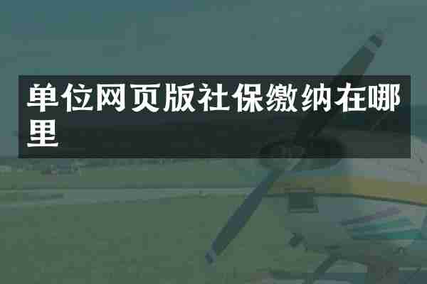 单位网页版社保缴纳在哪里