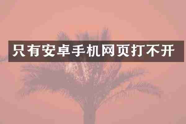 只有安卓手机网页打不开