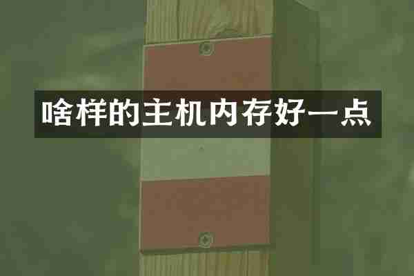 啥样的主机内存好一点