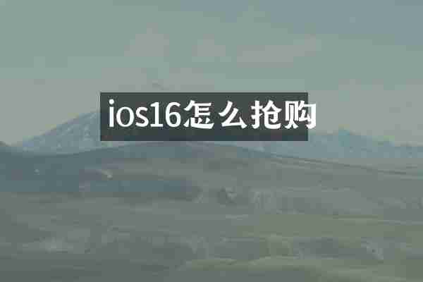 ios16怎么抢购