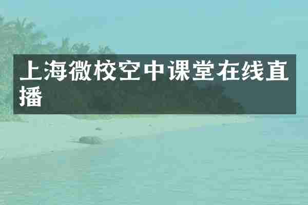 上海微校空中课堂在线直播