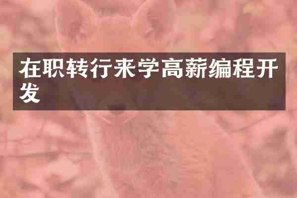 在职转行来学高薪编程开发