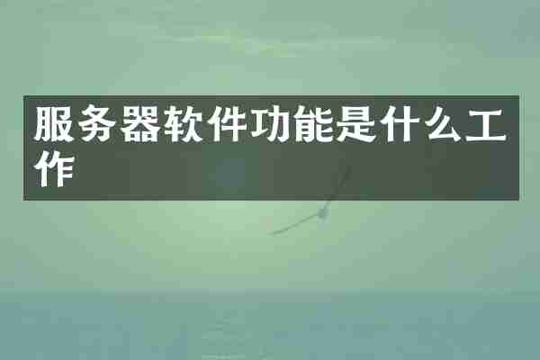服务器软件功能是什么工作