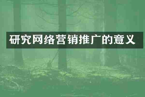研究网络营销推广的意义