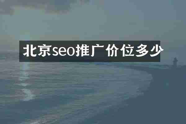 北京seo推广价位多少