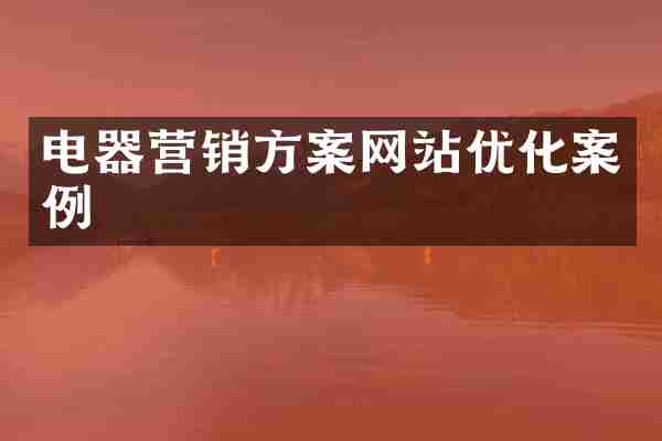 电器营销方案网站优化案例