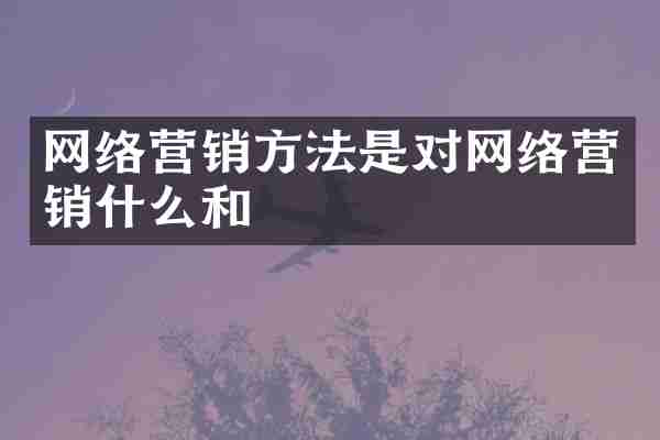 网络营销方法是对网络营销什么和