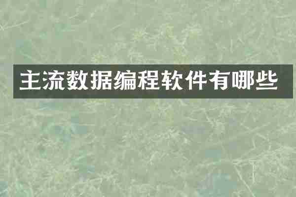 主流数据编程软件有哪些