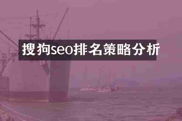 搜狗seo排名策略分析