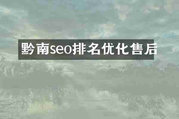 黔南seo排名优化售后