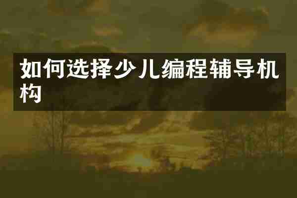 如何选择少儿编程辅导机构