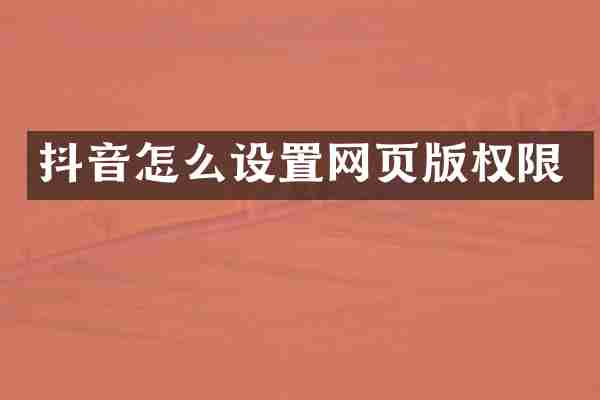 抖音怎么设置网页版权限