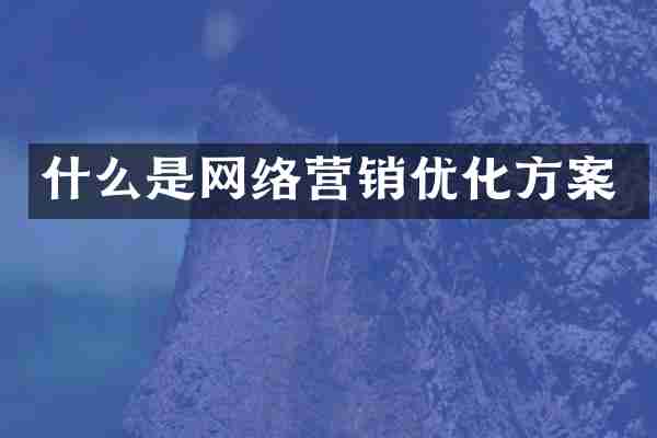 什么是网络营销优化方案