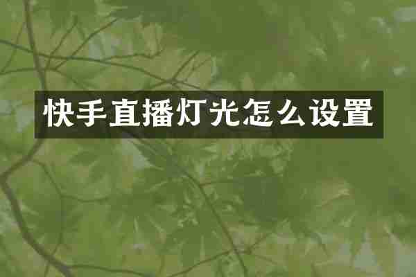 快手直播灯光怎么设置