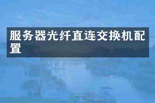 服务器光纤直连交换机配置