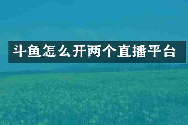 斗鱼怎么开两个直播平台