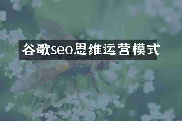 谷歌seo思维运营模式