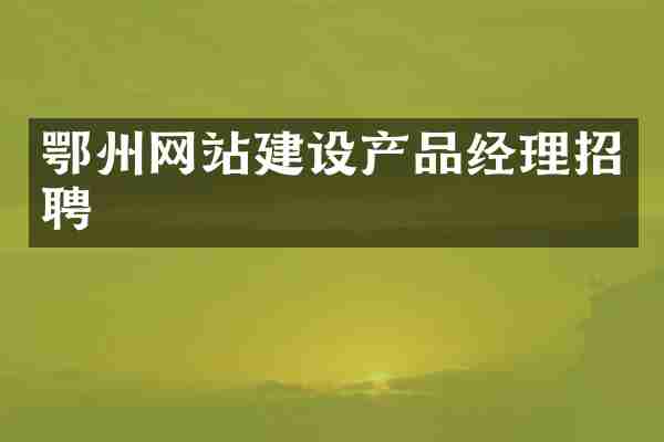 鄂州网站建设产品经理招聘