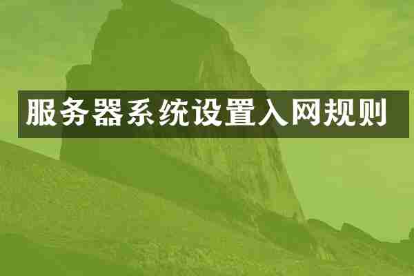 服务器系统设置入网规则