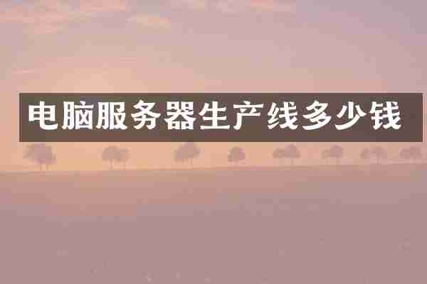 电脑服务器生产线多少钱