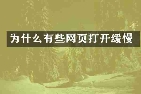 为什么有些网页打开缓慢