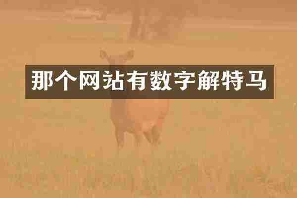 那个网站有数字解特马