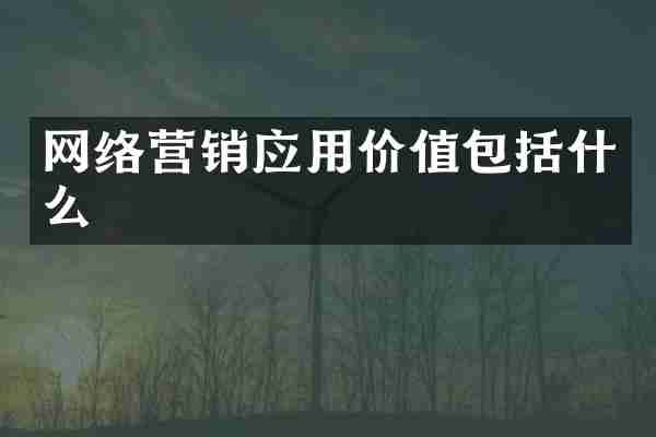 网络营销应用价值包括什么