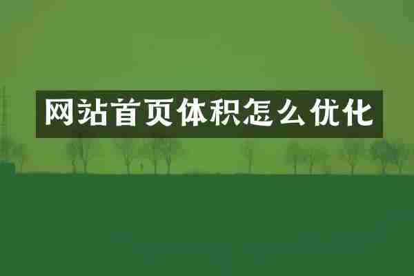 网站首页体积怎么优化