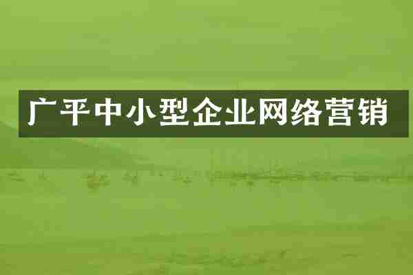 广平中小型企业网络营销