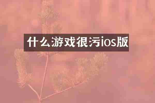 什么游戏很污ios版