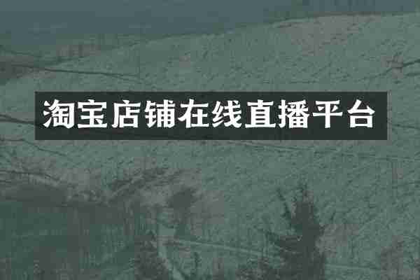 淘宝店铺在线直播平台