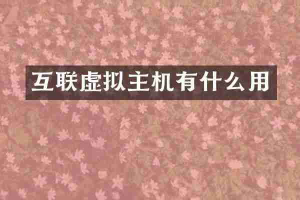 互联虚拟主机有什么用