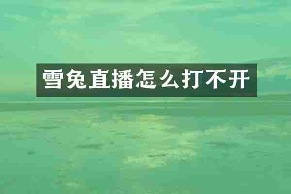 雪兔直播怎么打不开