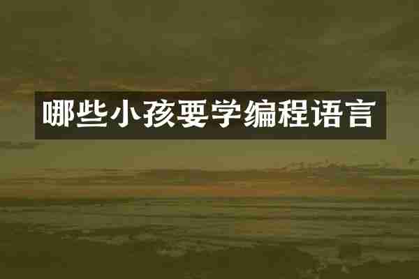 哪些小孩要学编程语言